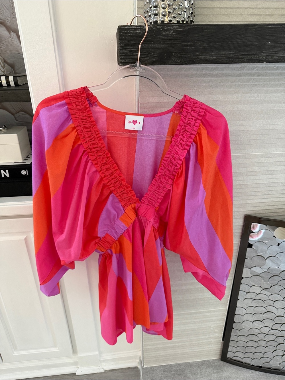 Buddy Love Pink, Orange & Lavender Striped V-Neck Tunic